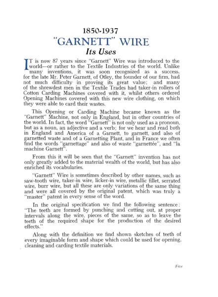 Garnett Wire – Its Uses and Application, Page 5