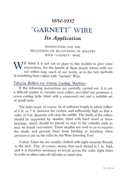 Garnett Wire – Its Uses and Application, Page 17