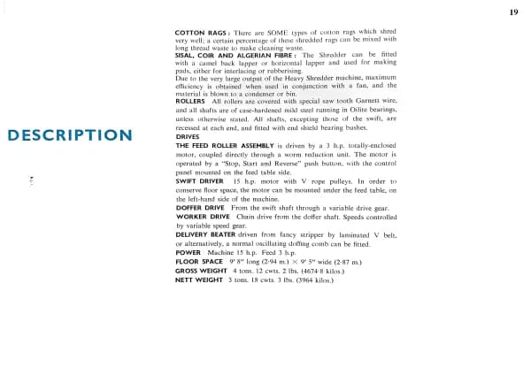 Garnett – opening cleaning and carding machinery, Page 19