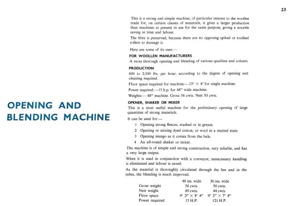Garnett – opening cleaning and carding machinery, Page 23