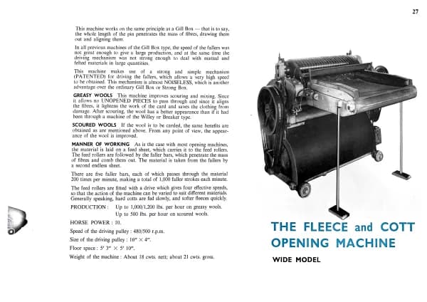 Garnett – opening cleaning and carding machinery, Page 27
