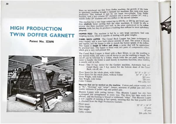 Garnett – opening cleaning and carding machinery, Page 30